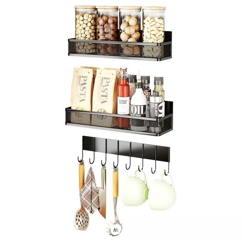 Magnetic Spice Rack for Refrigerators, Kitchen Spatula, Fabric Side Clothes Stand, Storage Rack for Refrigerators, Spice Rack