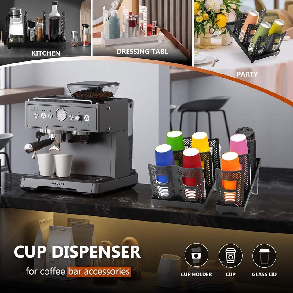 Disposable Coffee Cup Holder with 6 Compartments Organizer for Storing Work Surfaces and Breaks