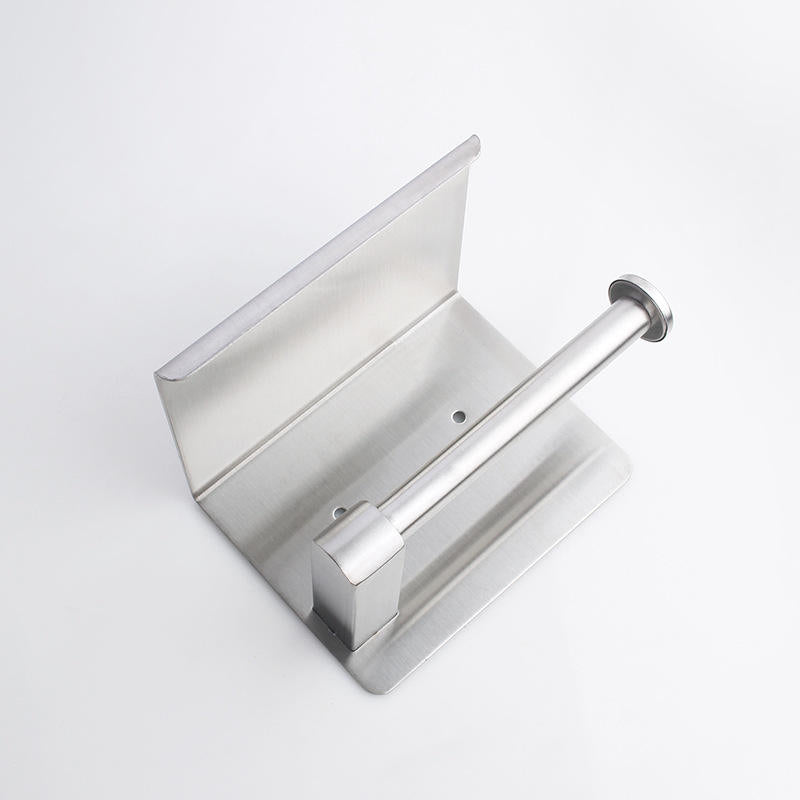 Silver Bathroom Kitchen Storage Stainless Steel Toilet Paper Roll Holder with Shelf