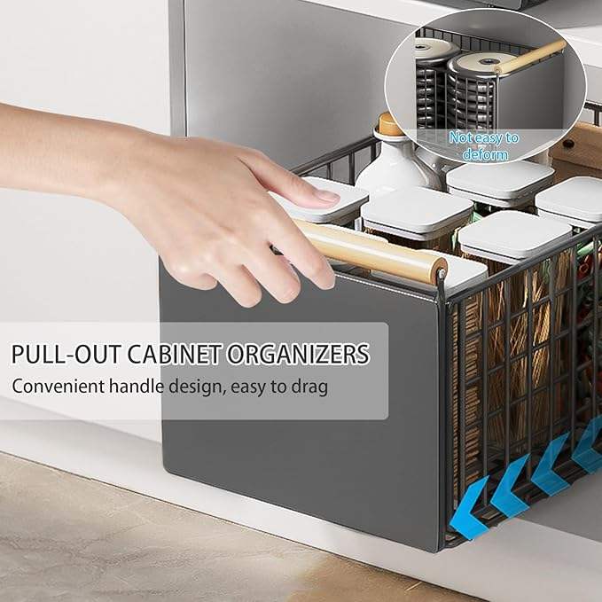 Foldable Pull-Out Storage Basket, Kitchen Bathroom Living Room Pull-Out Storage Basket, Spice Various Storage Shelves