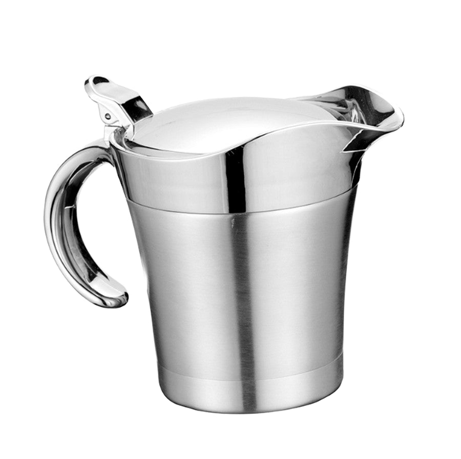 Insulated Stainless Steel Sauce Container with Spout, Foldable Lid, Dishwasher Safe, Easy to Clean, American Style