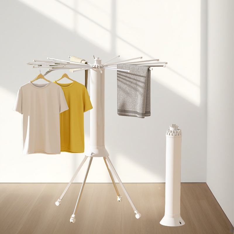 Outdoor Foldable Clothes Drying Rack for Balcony, Heavy-Duty Metal Laundry Dryer Stand