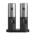 Electric Salt and Pepper Grinder Set with Storage Stand Spice Containers Black Mill Pepper Mill