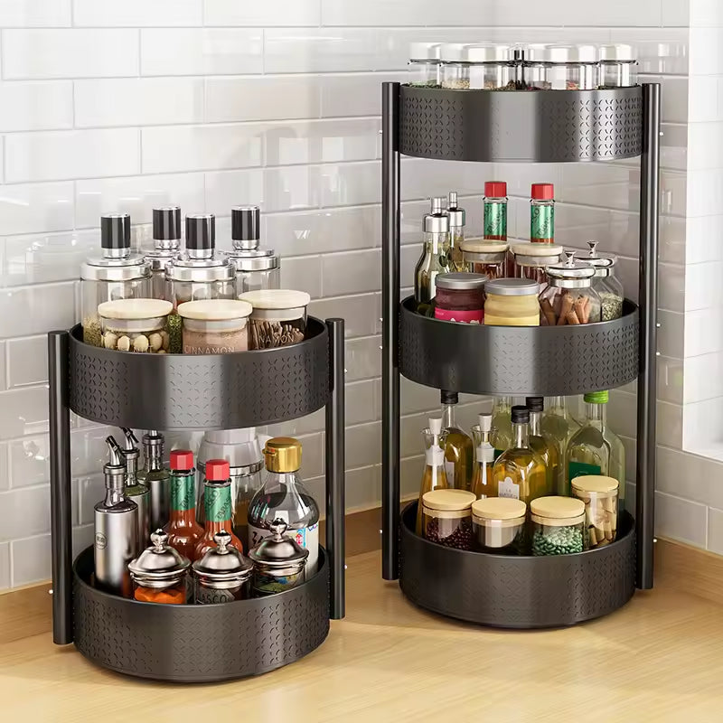 Rotating Spice Rack Kitchen Countertop Multilayer Storage Rack 360-Degree Rotating Spice Rack