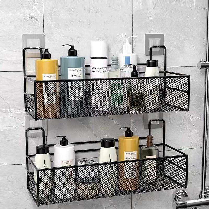 Self-Adhesive Bathroom Shelves Wall-Mounted Shower Caddy Shampoo Holder Bathroom Accessories