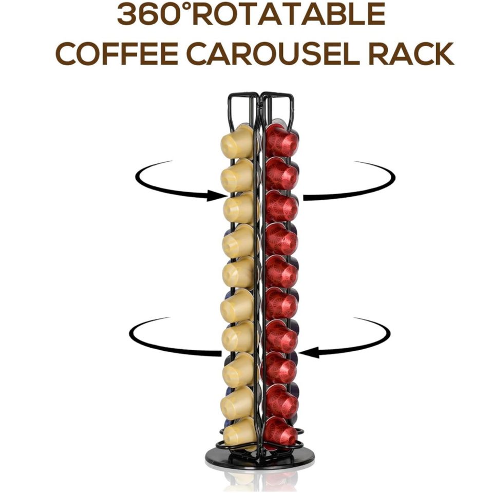 Rotating, Eco-Friendly, Multi-Level Metal Coffee Pod Holder Kitchen Shelf for Nespresso Capsules