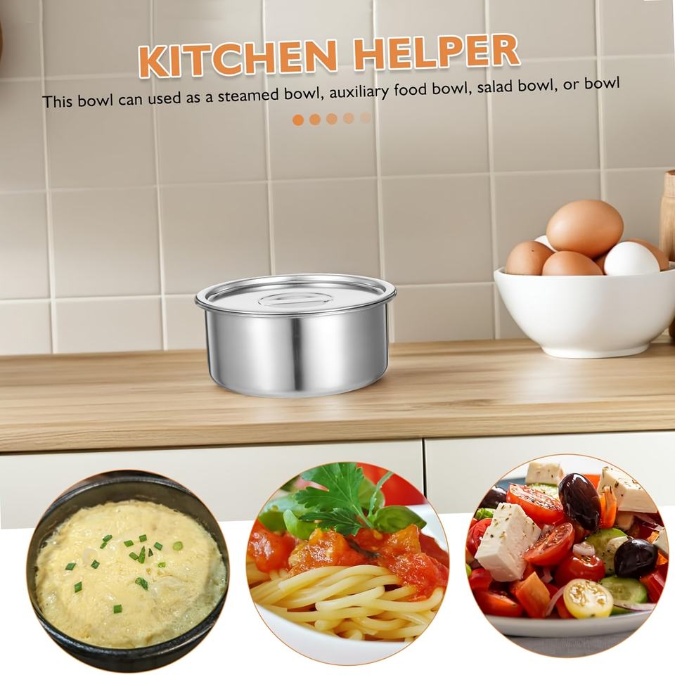 5-Piece Stainless Steel Soup Pot Set with Lids - Dishwasher and Freezer Safe, Modern Design for Home, Picnic, Camping