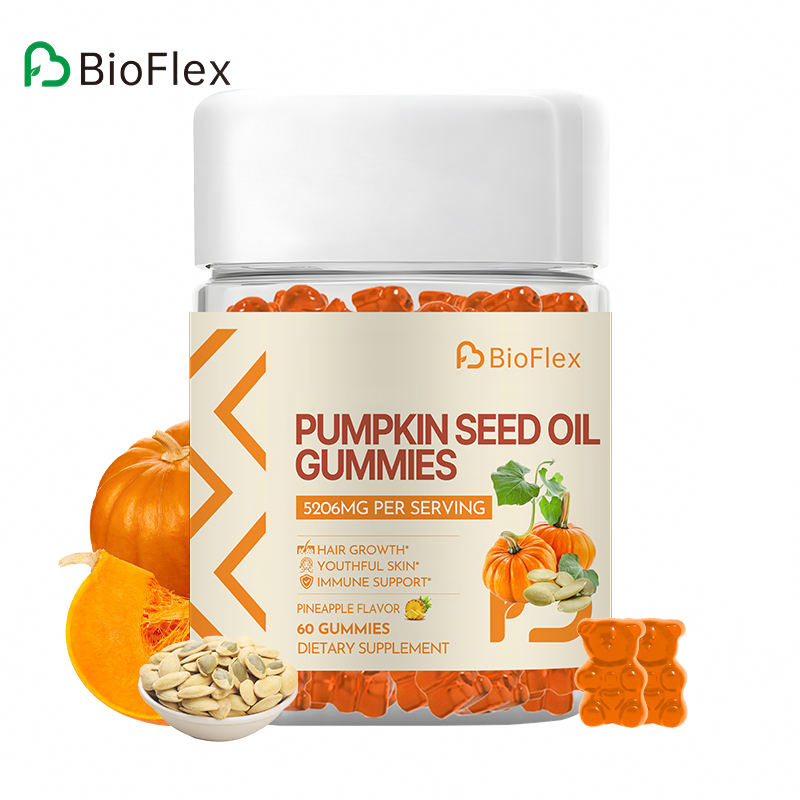 5200mg Cold-Pressed Pumpkin Seed Oil Extract Gummies with Biotin & Ashwagandha for Hair Growth, Prostate, and Skin Health