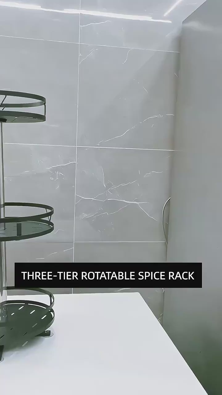 Rotating Kitchen Spice Rack Organizer with Shelf and Cabinet Holders Lazy Susan