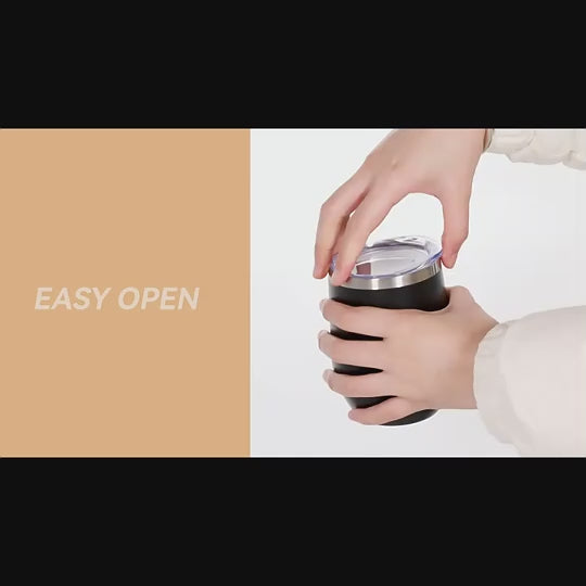 360ml/12oz Double-Wall Vacuum Thermal Eco-Friendly BPA-Free Egg Cup Lid 304 Stainless Steel Travel Wine Tumbler Hot Water