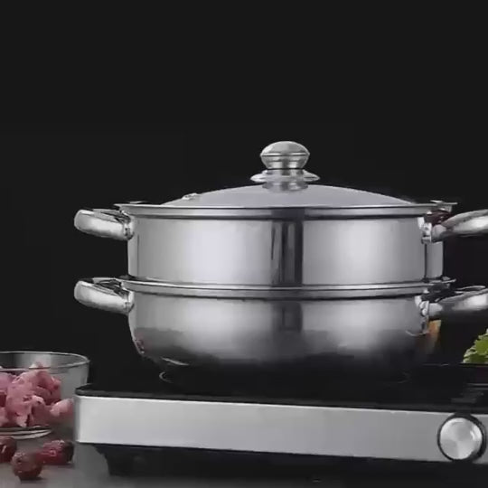 Dual-Purpose Stainless Steel Multi-Layer Electromagnetic Soup Steam Pot with Metal Construction - Wholesale Promotion
