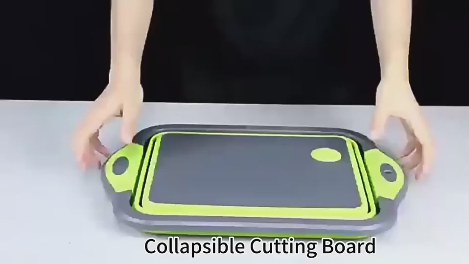 Foldable Plastic and Silicone Multifunctional Kitchen Cutting Board with Wash and Drain Basket for Fruits and Vegetables