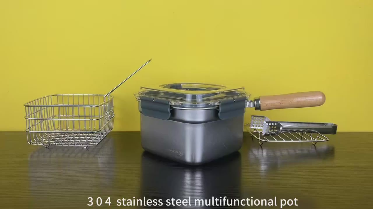 Portable Outdoor Cooking Utensil Stainless Steel Fresh Keeper Pot with Steam Bread Hot Dish Functions
