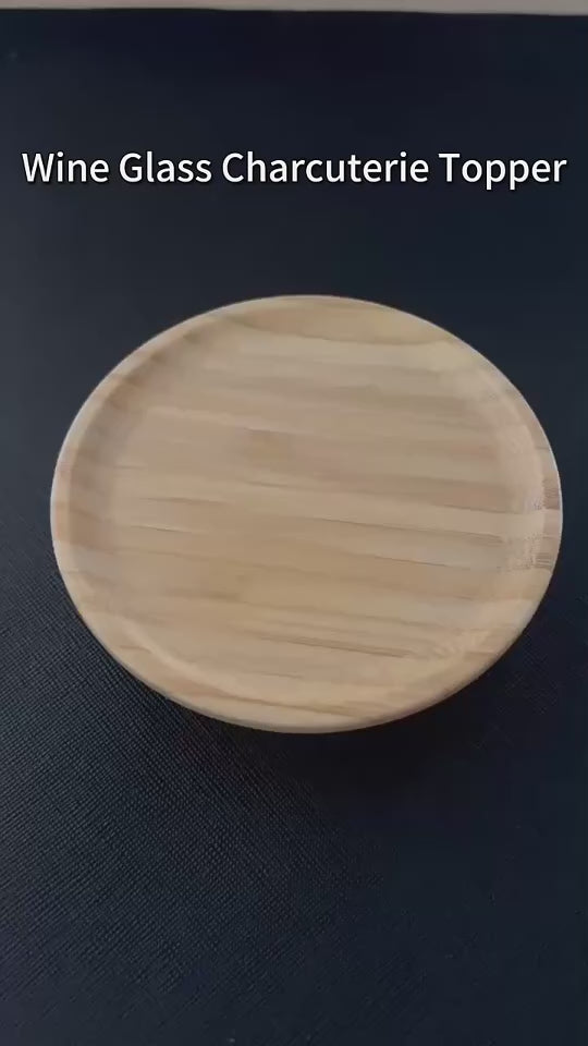 Bamboo Round Wine Glass Cover Charcuterie Board Topper Special Appetizer Plate for Family Gatherings Bars Restaurants
