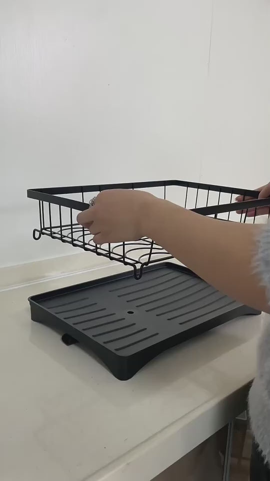 Kitchen Sink and Dish Rack with Removable Sink-Side Shelf and Utensil Storage Rack