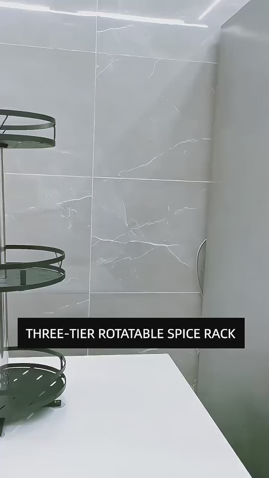 Rotating Kitchen Spice Rack Organizer with Shelf and Cabinet Holders Lazy Susan