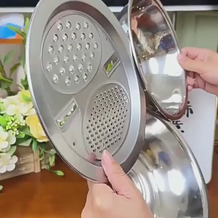 Multifunctional Stainless Steel Vegetable and Fruit Sieve, Net Cutter, Rice Washer