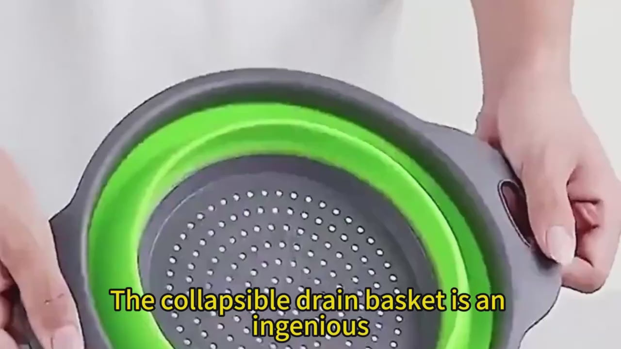Multifunctional Silicone Folding Kitchen Baskets, Drain Trays & Fruit Storage Baskets, Rotating Vegetable Sieves & Strainers