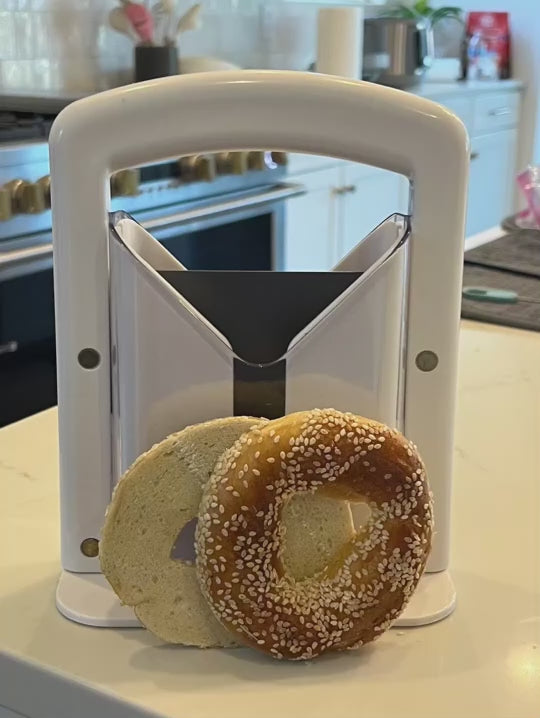 Bagel Cutter with Safety Guard, Bread Slicer, Sharp Toothed Stainless Steel Blade