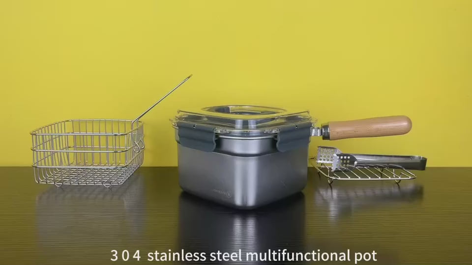 Portable Outdoor Cooking Utensil Stainless Steel Fresh Keeper Pot with Steam Bread Hot Dish Functions