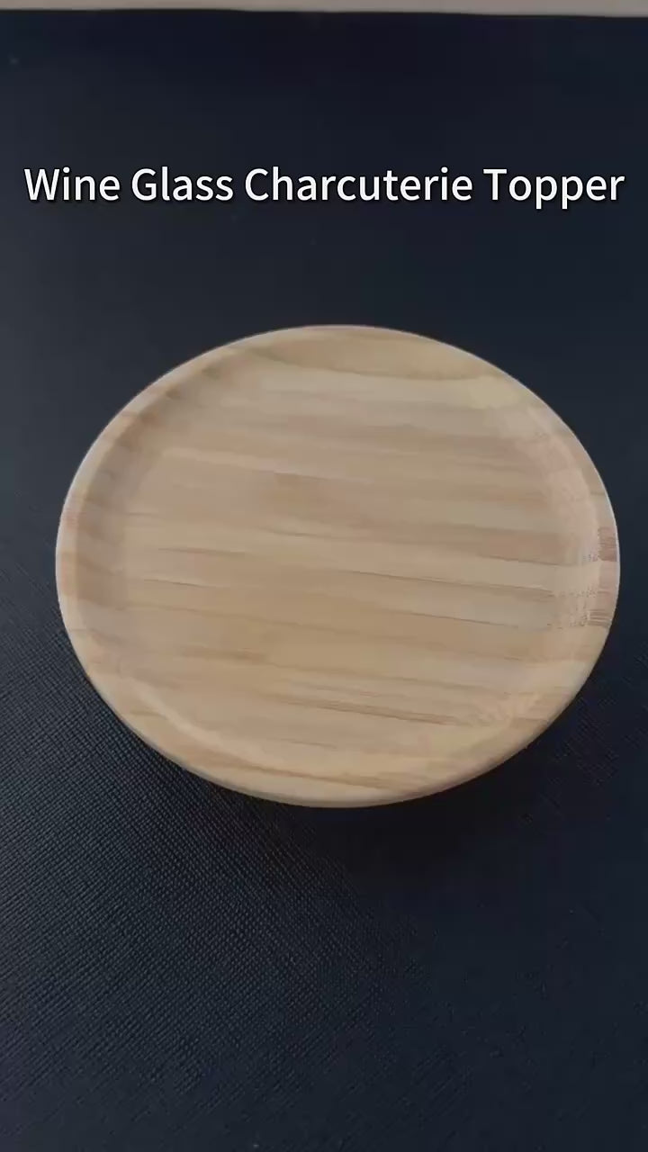 Bamboo Round Wine Glass Cover Charcuterie Board Topper Special Appetizer Plate for Family Gatherings Bars Restaurants