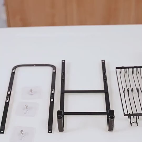 Hanging Shelf with Hooks and Adhesive Pads, Drill-Free Bathroom Storage Rack Shower Caddy