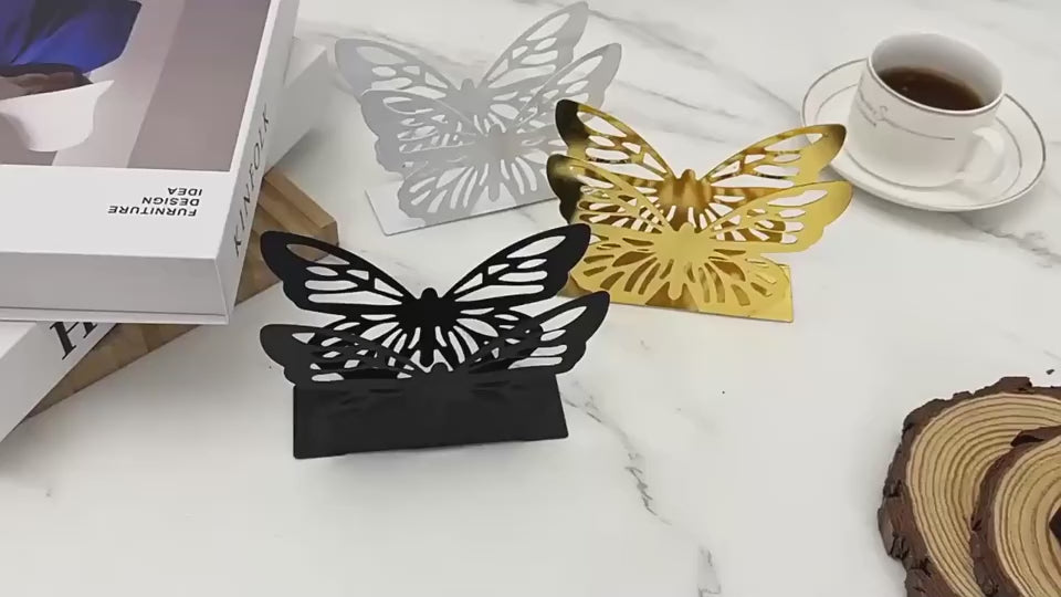 Decorative Butterfly Napkin Holder, Standing Metal Tissue Box Ideal for Wedding Banquet Tables, Space-Saving Storage