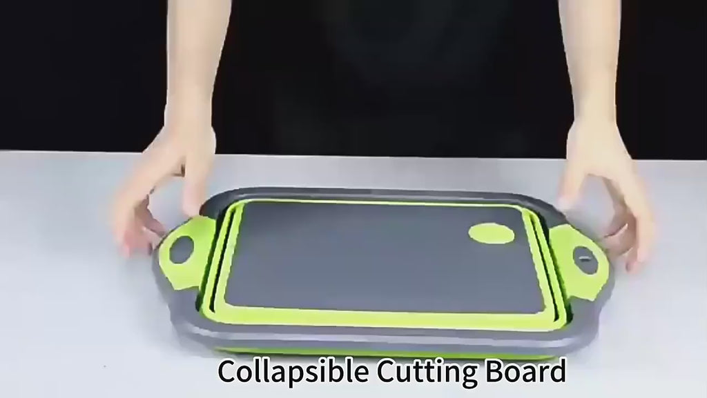 Foldable Plastic and Silicone Multifunctional Kitchen Cutting Board with Wash and Drain Basket for Fruits and Vegetables
