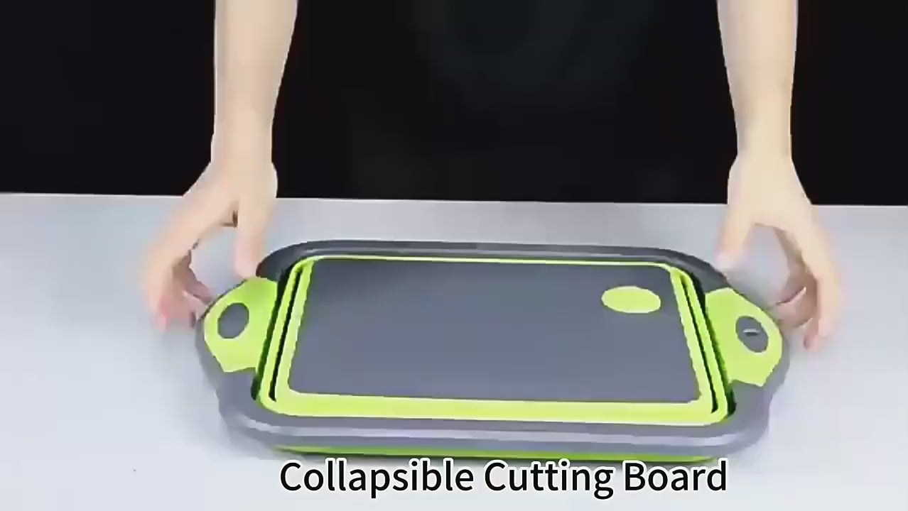 Foldable Plastic and Silicone Multifunctional Kitchen Cutting Board with Wash and Drain Basket for Fruits and Vegetables