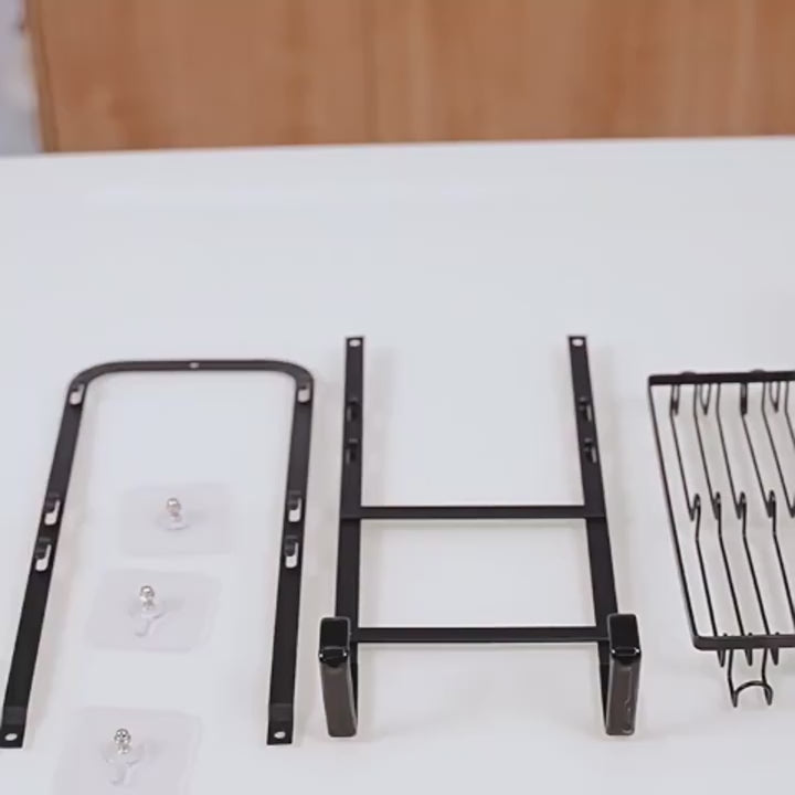 Hanging Shelf with Hooks and Adhesive Pads, Drill-Free Bathroom Storage Rack Shower Caddy