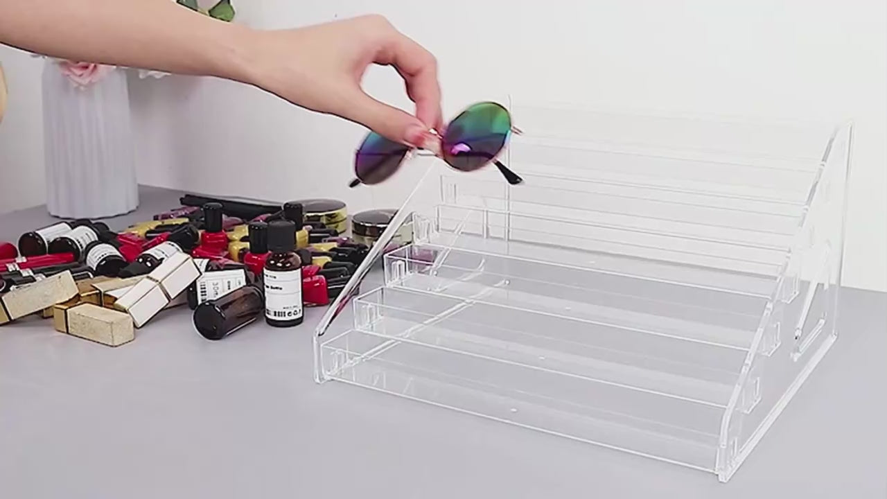 Multi-Tier Acrylic Nail Polish Organizer & Sunglasses Holder