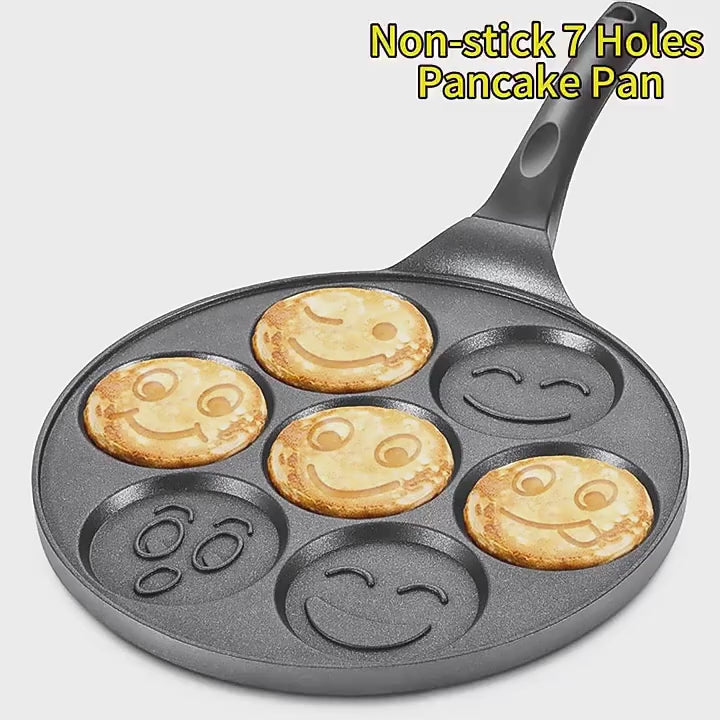 Kitchen Mini Pancake Pan with 7 Holes, Non-Stick Coating, for Waffles, Omelets, and Eggs