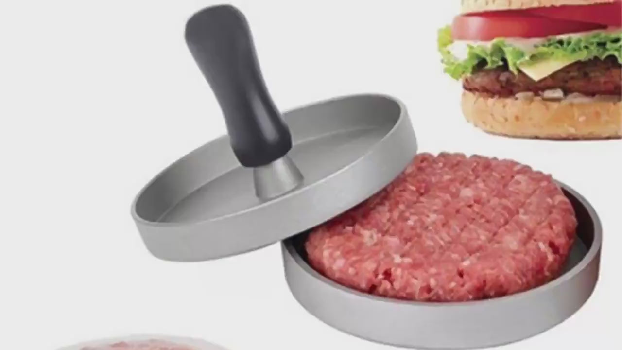 BPA Free Aluminum Burger Press with 100 Patty Papers Set for Beef, Cheese, Veggie Burgers - Grill Meat Stuffer Tool