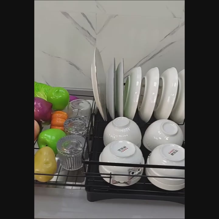 Kitchen Sink Rack and Dish Shelf, Utensil and Cup Storage Rack, Retractable Worktop and Chopsticks Holder