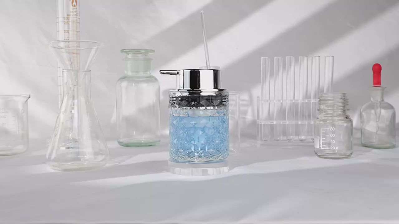 Refillable Clear Glass Pump Bottle for Kitchen and Bathroom Foam Soap