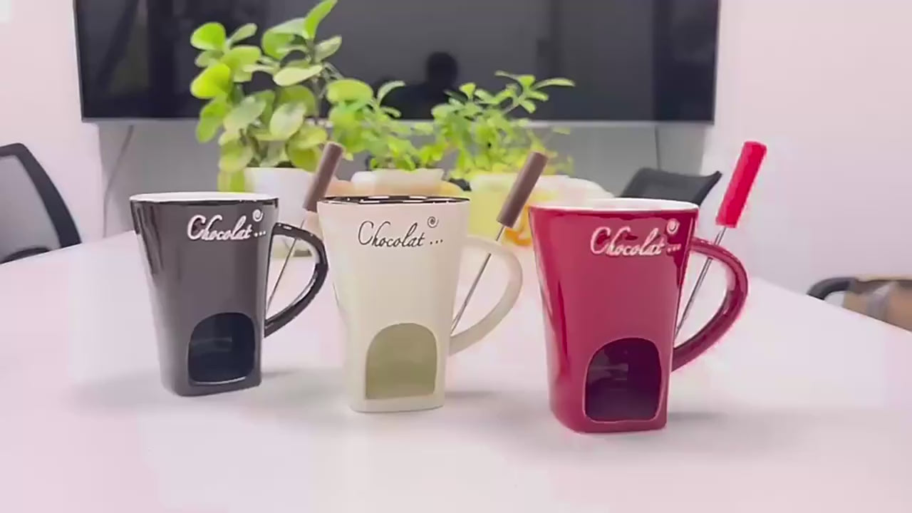 Romantic Evenings Sweet Set: Chocolate Fondue Pot with Forks in Gift Box