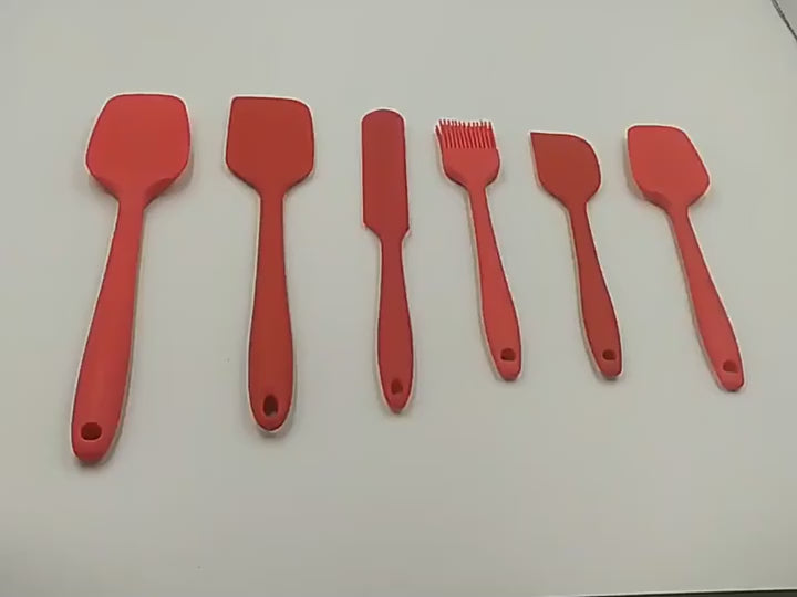 Heat-Resistant Silicone Spatula Set, 6 Pieces - Non-Stick Cooking Utensils Safe for Baking, Cooking, and Mixing