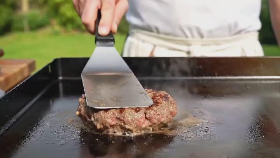 Stainless Steel BBQ Tool Set with Iron Plate Grill Spatula for Camping and Cooking