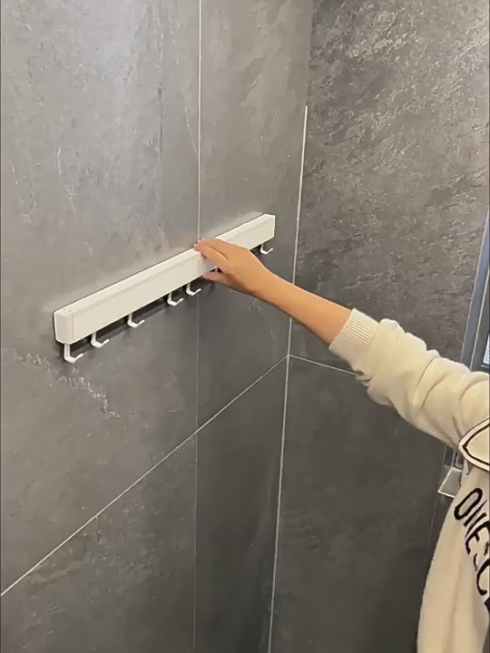 Foldable and Telescopic Bathroom Shelf No-Drill Storage Solution for Bathroom Clothing Invisible Towel and Bath Towel Storage Shelf